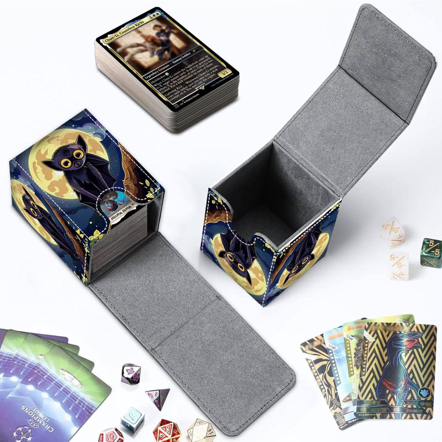 CAPAUNVDA Card Deck Box for MTG Commander Trading Cards with Magnetic Closure enhanced Card Storage Box Case Cover for MTG TCG CCG Magic Cards Cute Bat