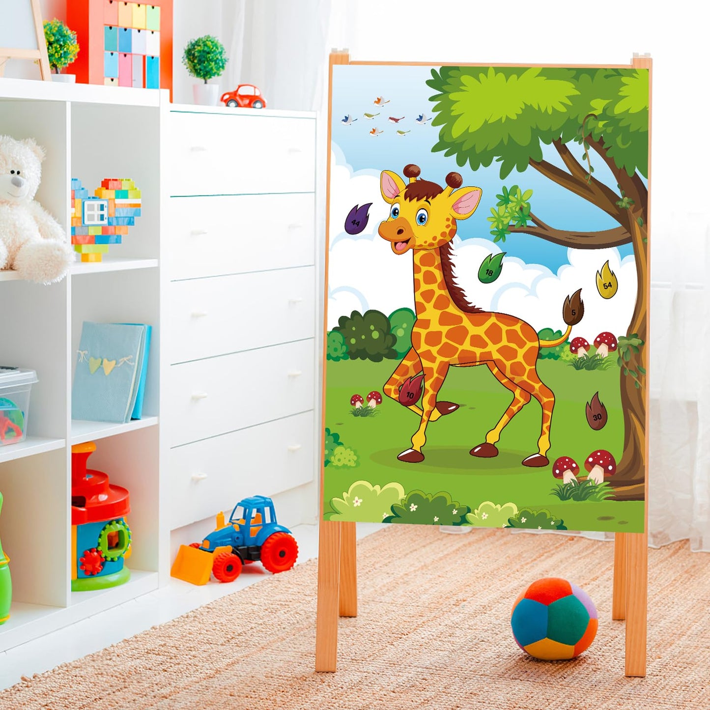 Pin The Tail On The Giraffe Game Birthday Party Games For Kids 4-8 Safari Party Supplies Wild Animal Classroom Party Decorations, Large Pin The Tail Game Poster With 56 Tail Stickers