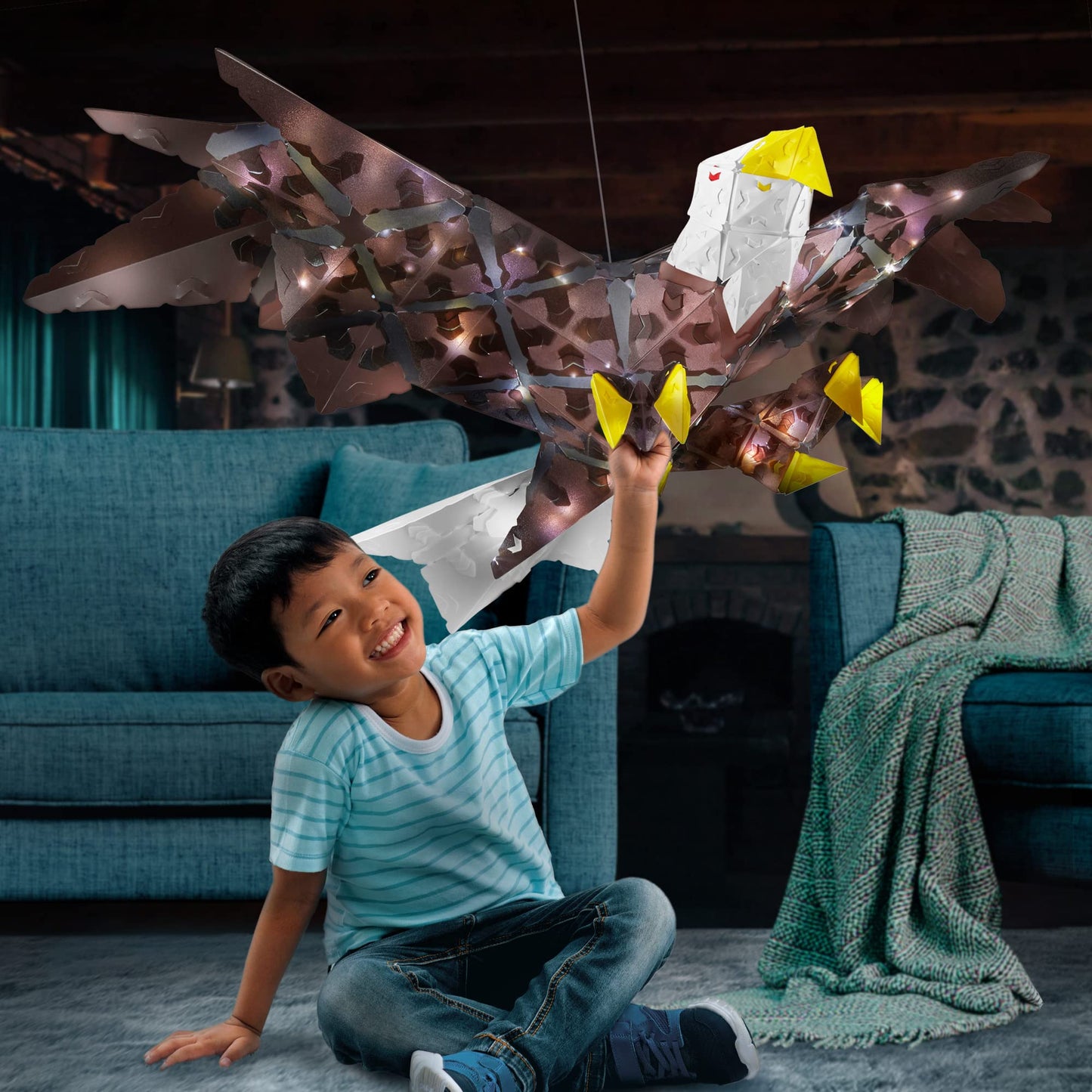 Thames & Kosmos Creatto American Bald Eagle & Frontier Friends Light-Up 3D Puzzle Kit | Includes Creatto Puzzle Pieces To Make Your Own Illuminated Craft Creations | Diy Activity Kit & Led Lights