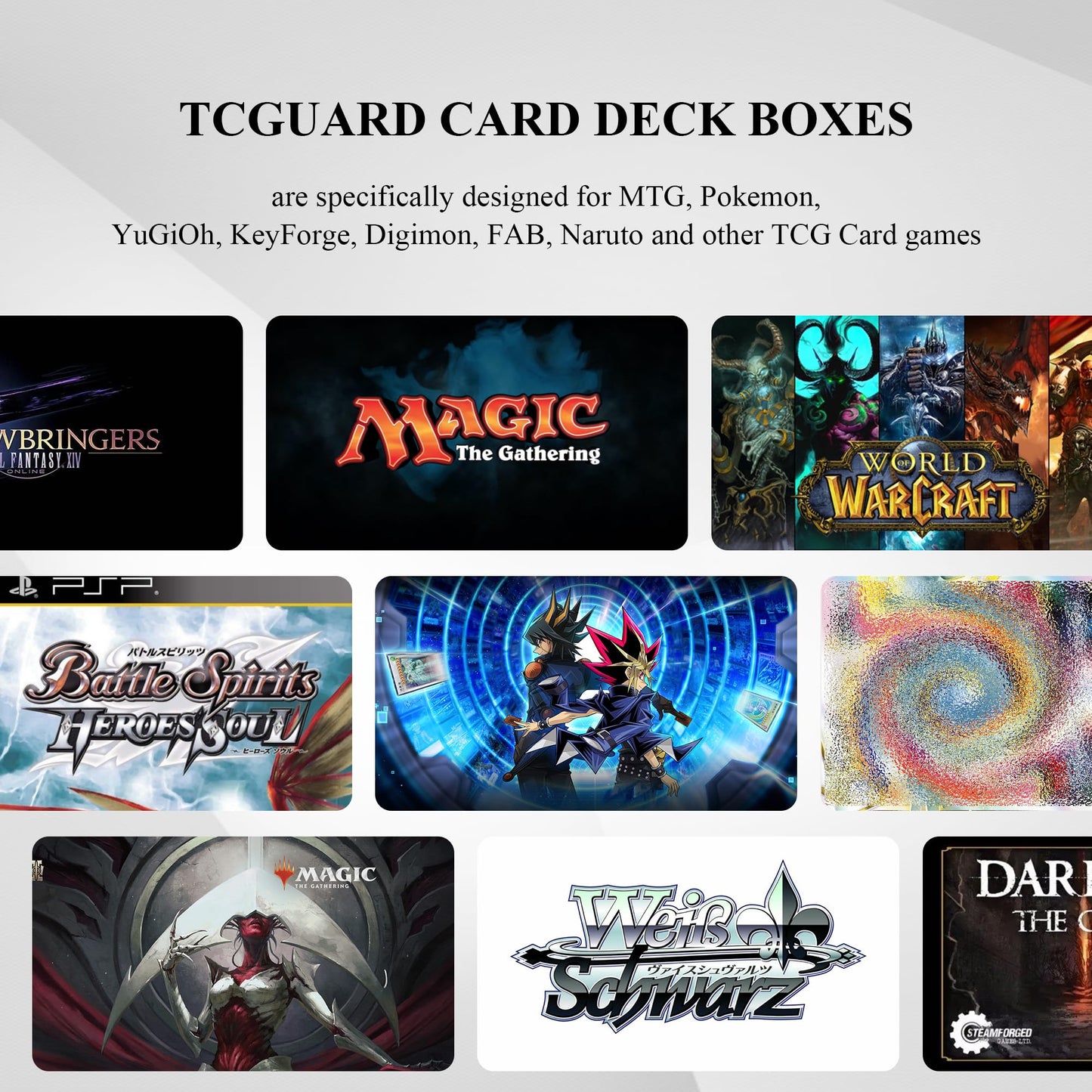 Tcguard Card Deck Box For Mtg Card Storage Box Holds 100 Plus Single Sleeved Cards, Microfiber Lining And Leather Card Box Compatible With Trading Card Games Tcg, Yugioh Cards, Etc.(Vertical-Black)