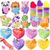 Vellibring 28Pack Valentines Day Gifts For Kids Included Heart Shape Slime Stress Relief Toys With Cute Animal Cards Bulk For Va