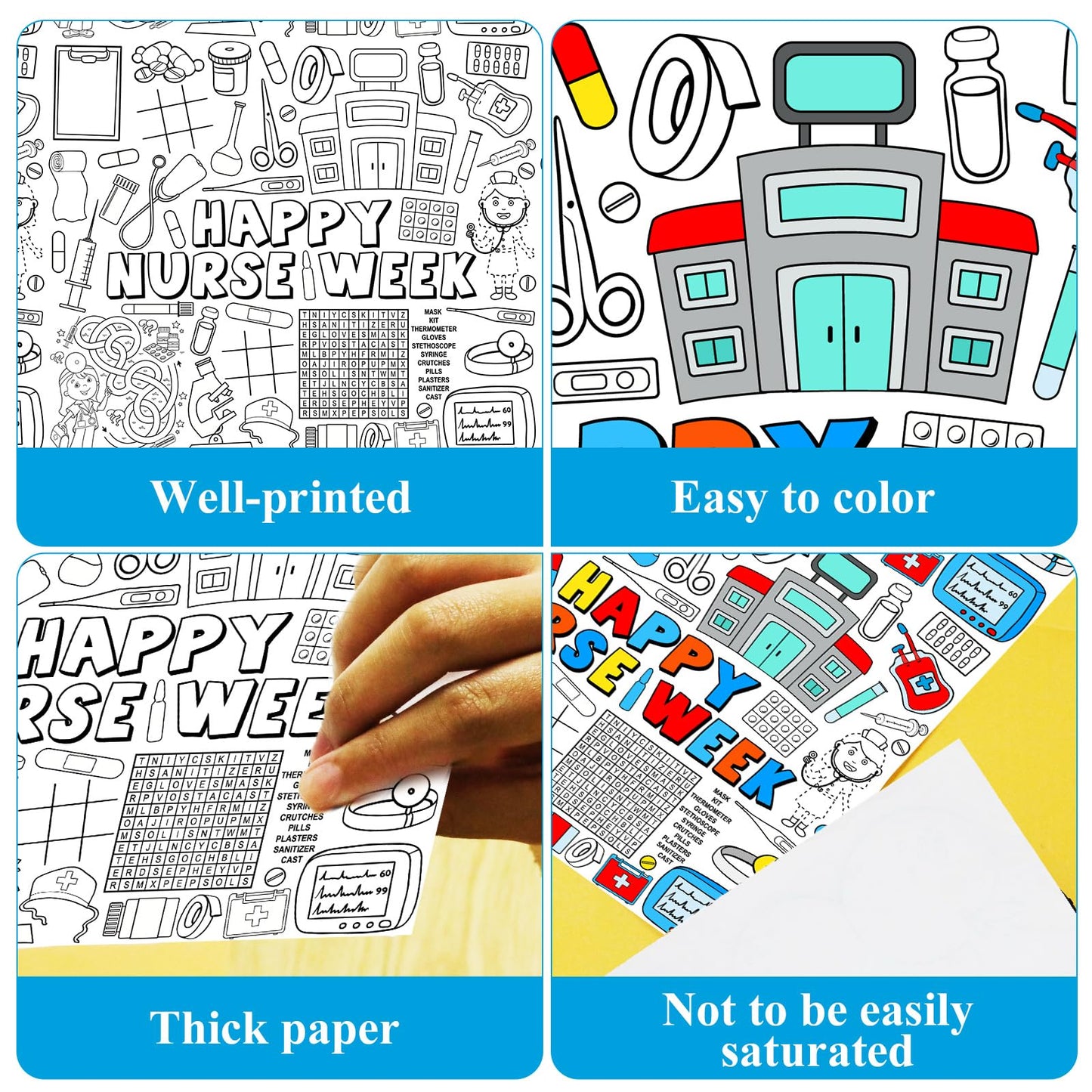 Qyeahkj Giant Coloring Tablecloth For Kids Large Nurse Week Coloring Poster Table Cover Jumbo National Nurses Day Wall Coloring