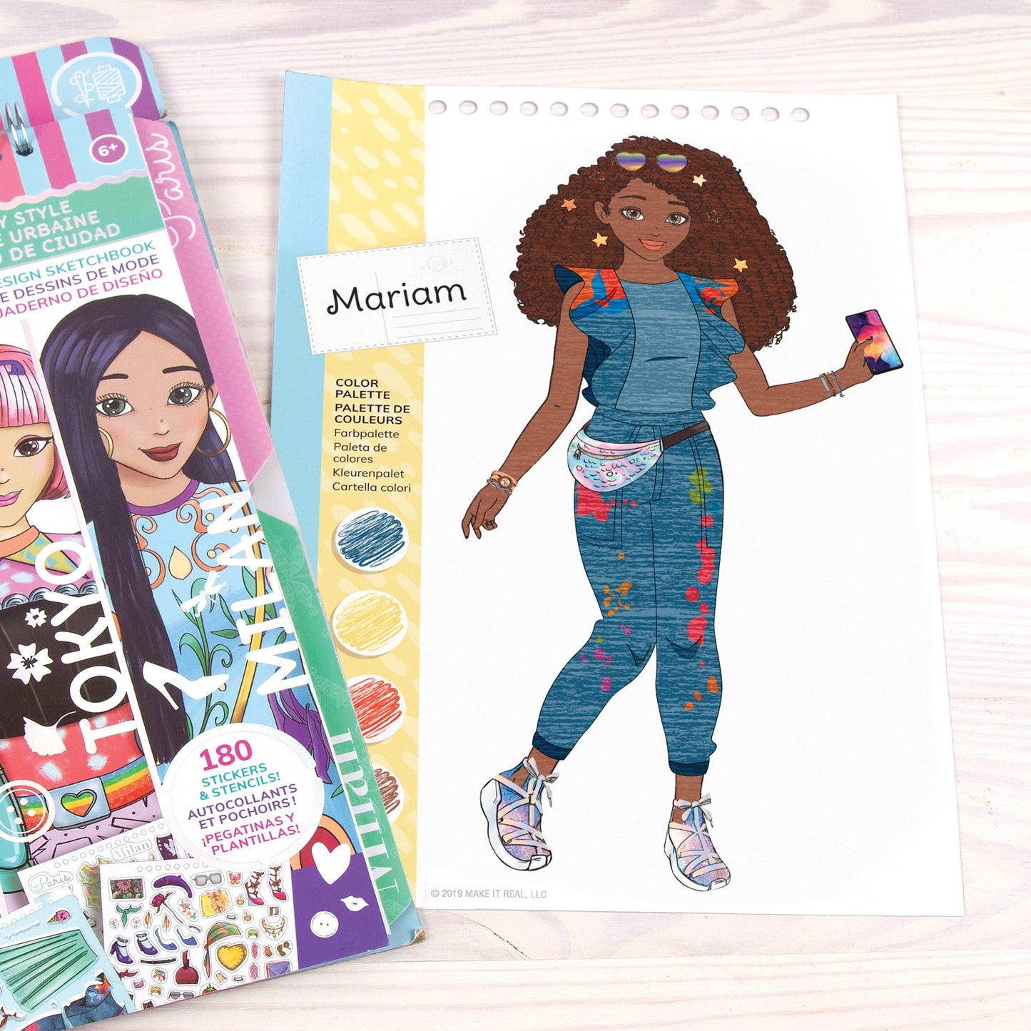 Make It Real – Fashion Design Sketchbook: City Style - Inspirational Fashion Design Coloring Book For Girls - Includes Sketchbook, Stencils, Stickers, And Fashion Design Guide