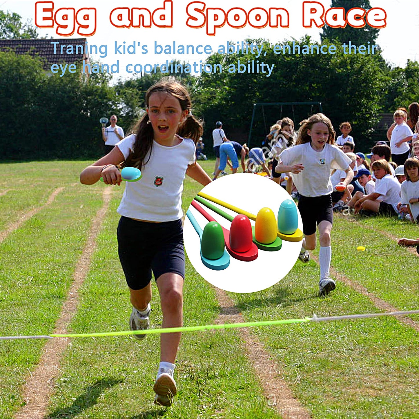 28Pcs Potato Sack Race Bags, Egg And Spoon Race, Carnival Games 3-Legged Relay Race Bands, Outdoor Games For Kids And Adults (Wi