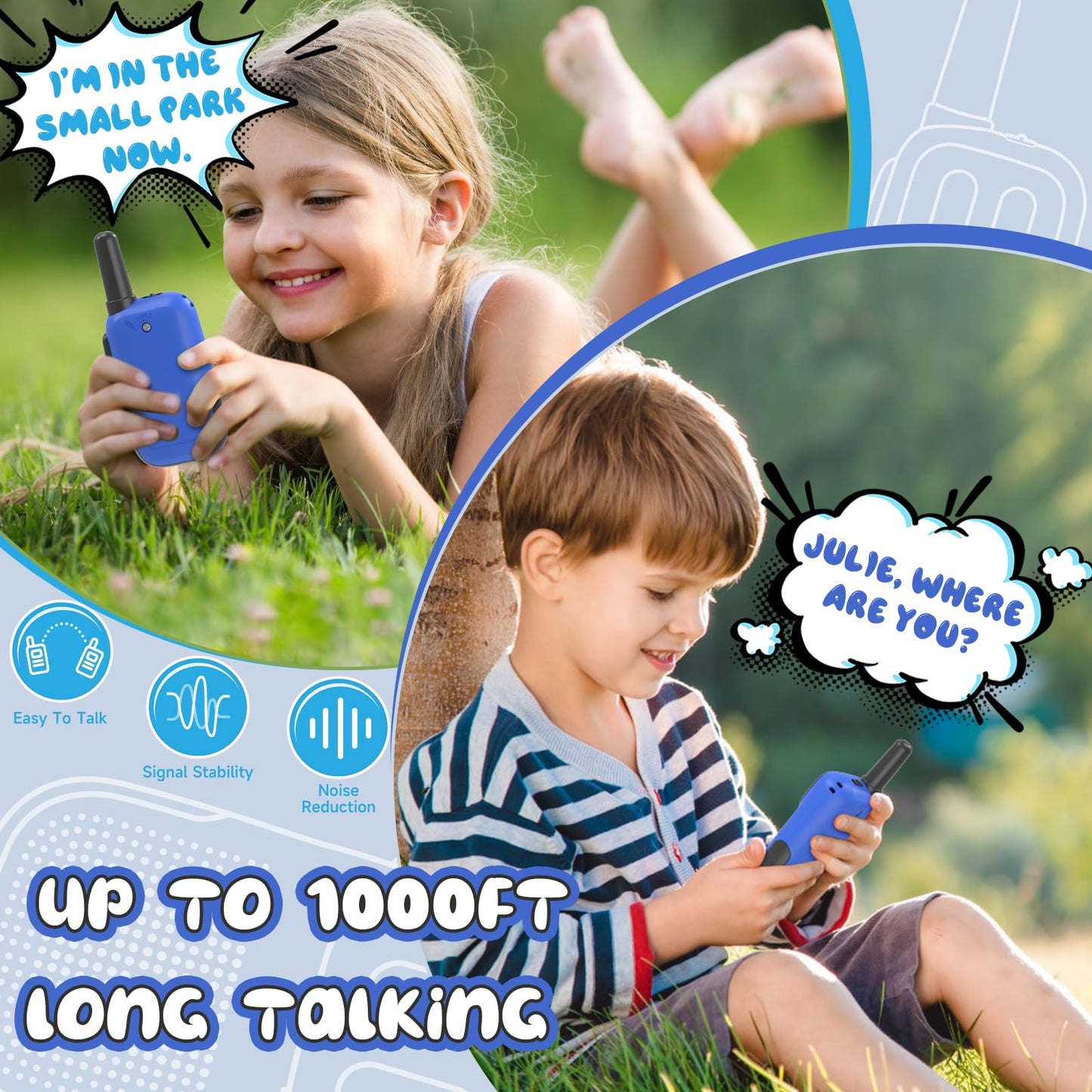 Holiky Toys For Ages 5-7 Boys Girls, Walkie Talkies For Kids 1000Ft Range 2 Channels 2 Way Radio Toy Christmas Birthday Gifts Fo