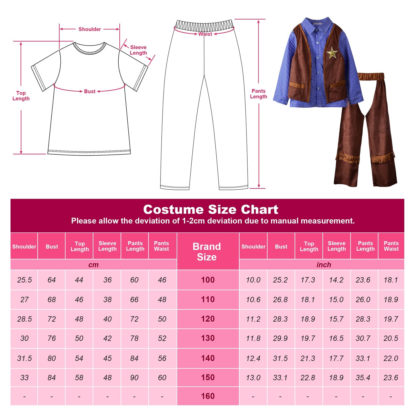 Relibeauty Kids Cowboy Costume For Boys Cosplay Costumes Birthday Party Christmas Halloween Dress Up Gift For Kids 5 Sets,Blue 4T-4/110