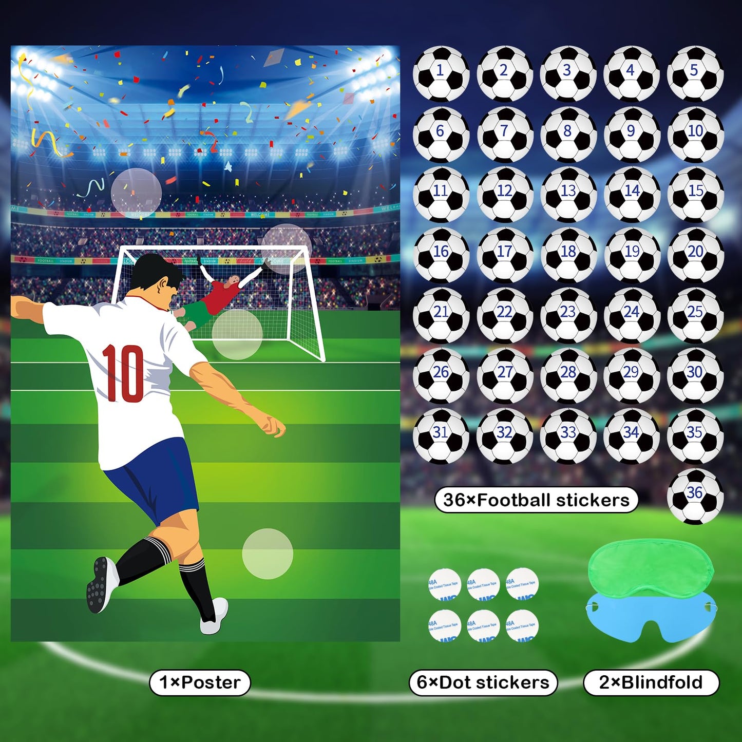 Pin The Soccer On The Goal Kids Party Games Soccer Birthday Games For Boys Soccer Birthday Party Supplies Decorations, Large Soccer Game Poster With 36 Soccer Stickers Classroom Soccer Party Favors