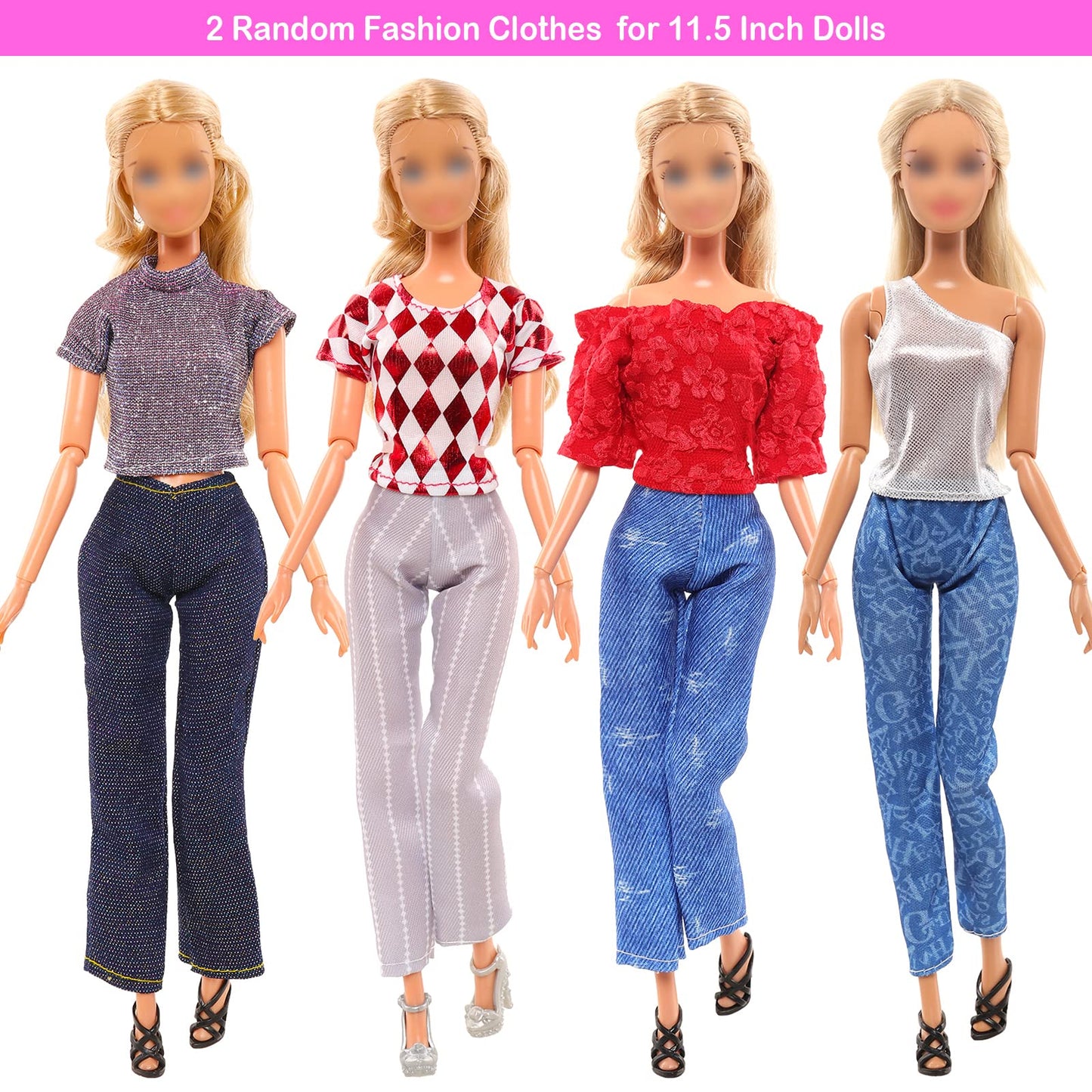 Doll Clothes And Accessories Doll Including 2 Chill Modern Suits 2 Tops 2 Pants Fashion Outfits 2 Chic Dresses 11 Handbag 10 Shoes 2 Glasses For 11.5 Inch Girl Dolls Fashion Dress Up Set