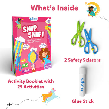 Skillmatics Art & Craft Activity Kit - Snip, Snip Unicorns & Princesses, Child Safe Scissors, Gifts for Ages 3-7, Develop Scissor Skills