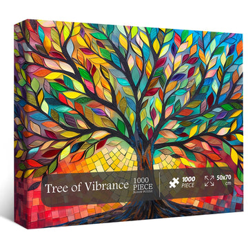 Stained Glass Tree Of Life Puzzles For Adults 1000 Pieces, Impossible Challenging Hard Jigsaw Puzzles, Colorful Mosaic Tree Of L