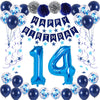 Naninuneno 14Th Blue Birthday Party Decorations For Boy Girl Men Women, Happy 14 Birthday Balloons Supplies With Happy Birthday