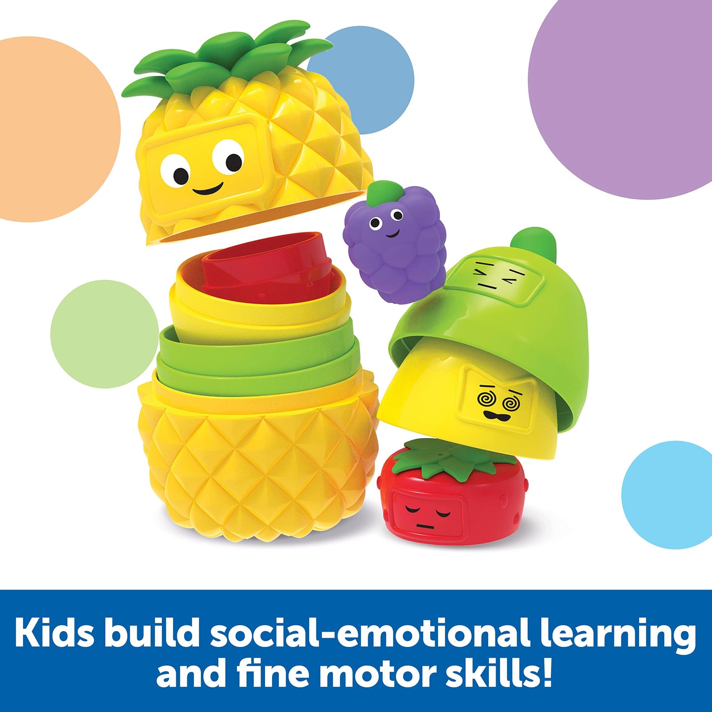 Learning Resources Big Feelings Nesting Fruit Friends - Sensory Toys for Toddlers, 9 Pieces, Multi-color, Ages 18+ Months, Model LER6376