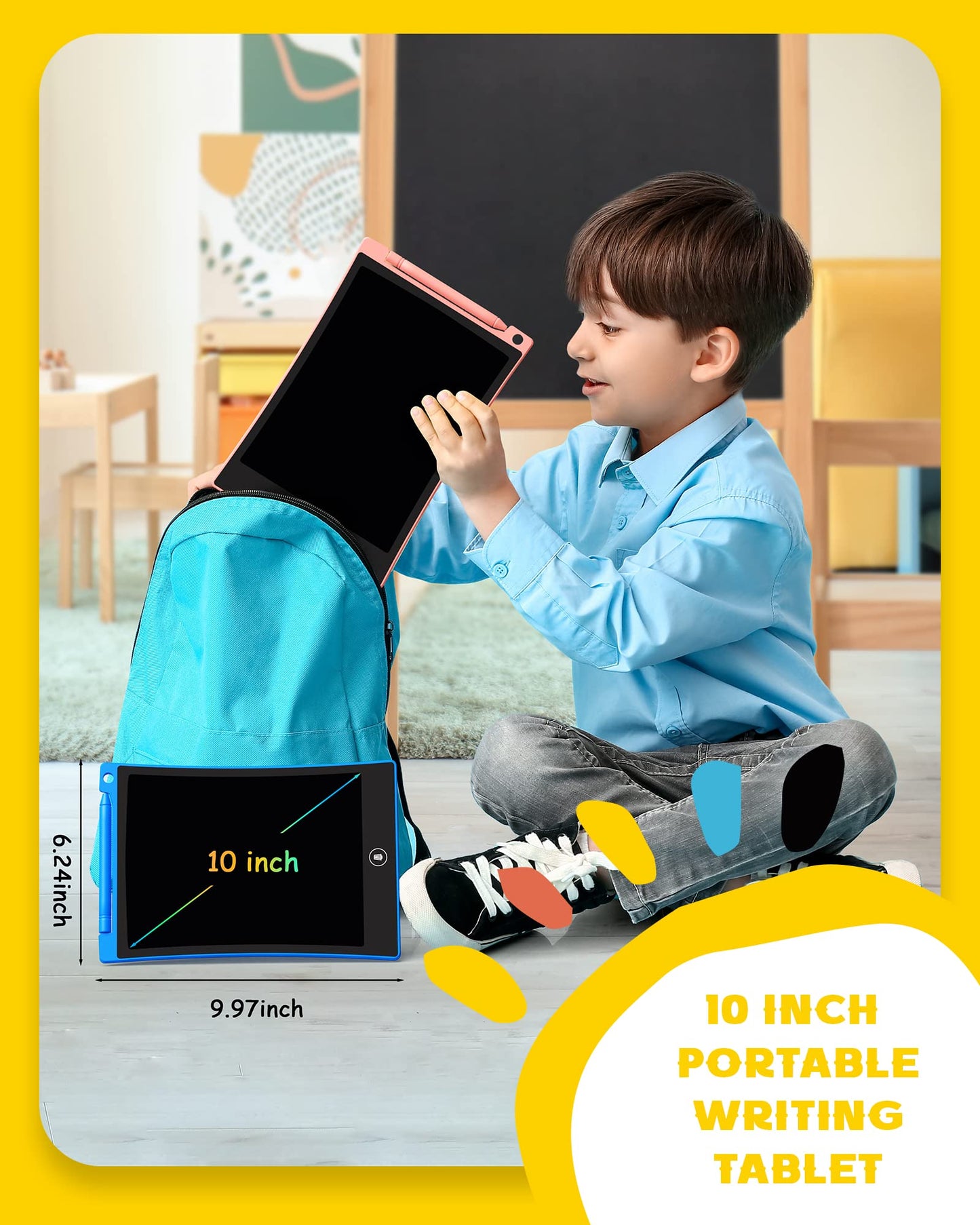 Bravokids 2 Pack Lcd Writing Tablet For Kids,10 Inch Colorful Doodle Board Drawing Pad For Kids, Kids Travel Toy Activity Game, Birthday Gifts For 3 4 5 6 Year Old Boys And Girls Toddlers