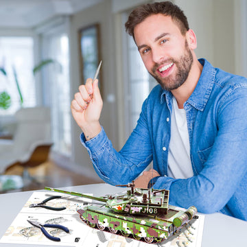 Piececool Metal 3D Puzzles For Adults Or Teens, Military Tank T-90A Diy 3D Metal Model Building Projects Kits Brain Teaser Puzzle - Great Gift Idea,150 Pcs