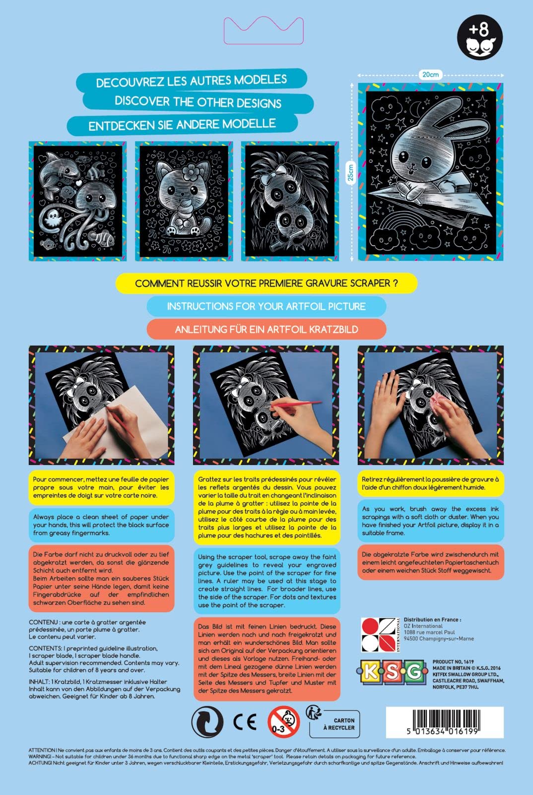 Sequin Art Kawaii Artfoil Bunny Kit, Silver