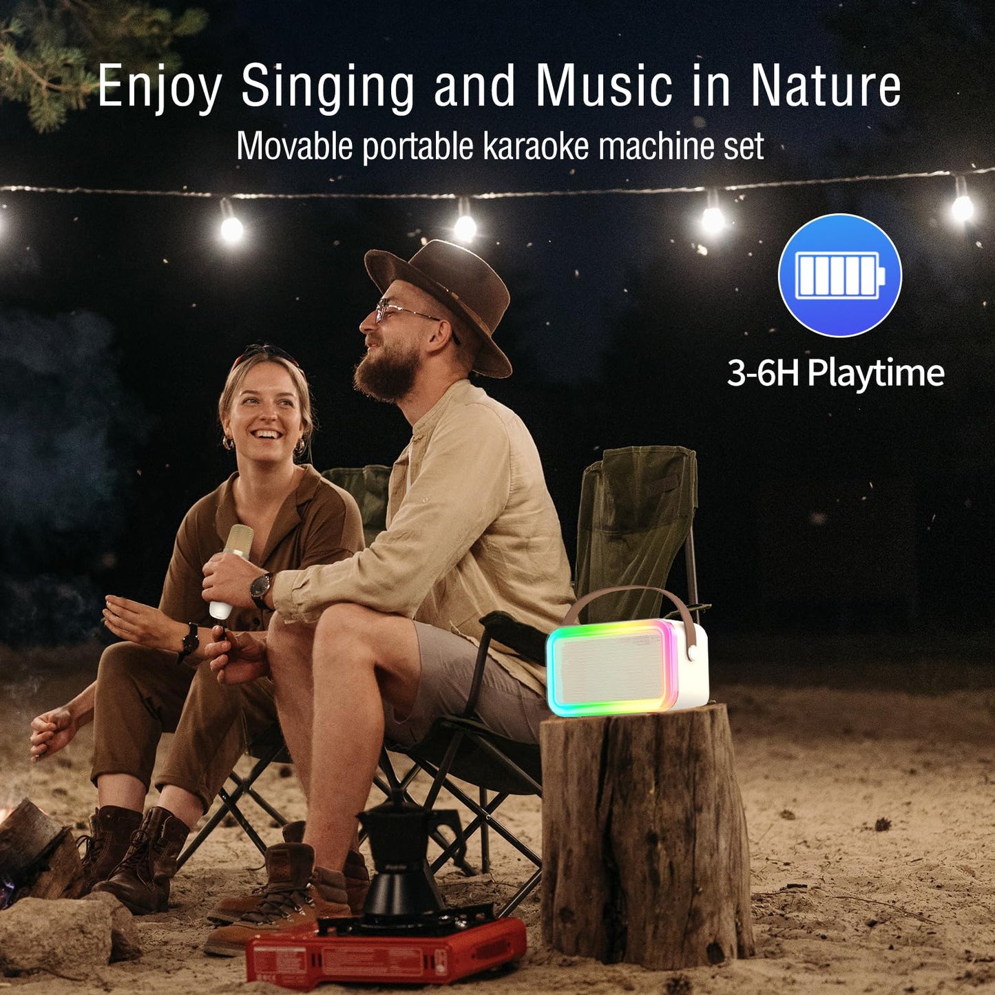 MEGUO Karaoke Machine Microphone Fun Toys Christmas Birthday Gifts for mature-themed Women Men Girls Kids Toddler Boys Portable Bluetooth Speaker with 2 Wireless Microphone for Home Party Birthday