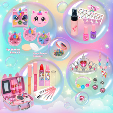 Kids Makeup Kit for Girl - Kid Toys Real Washable Make up Set for Little Girls,Girls Makeup for Toddlers,Princess Play Makeup,Ch