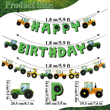 Sunbeauty Green Tractor Happy Birthday Banner Set With Tractor Garland Banner For Tractor Farm Themed Birthday Party Supplies De
