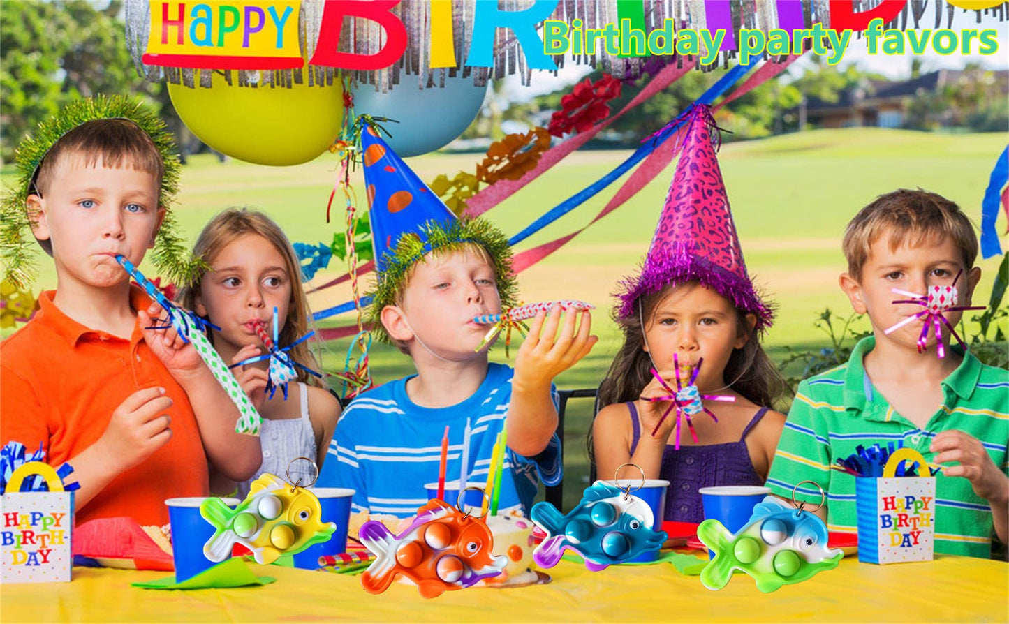 30 Packs Funny Summer Present Unique Mini Fish Assorted fidgets Bubble Toys for Kids Children Classroom Students Gifts from Teac