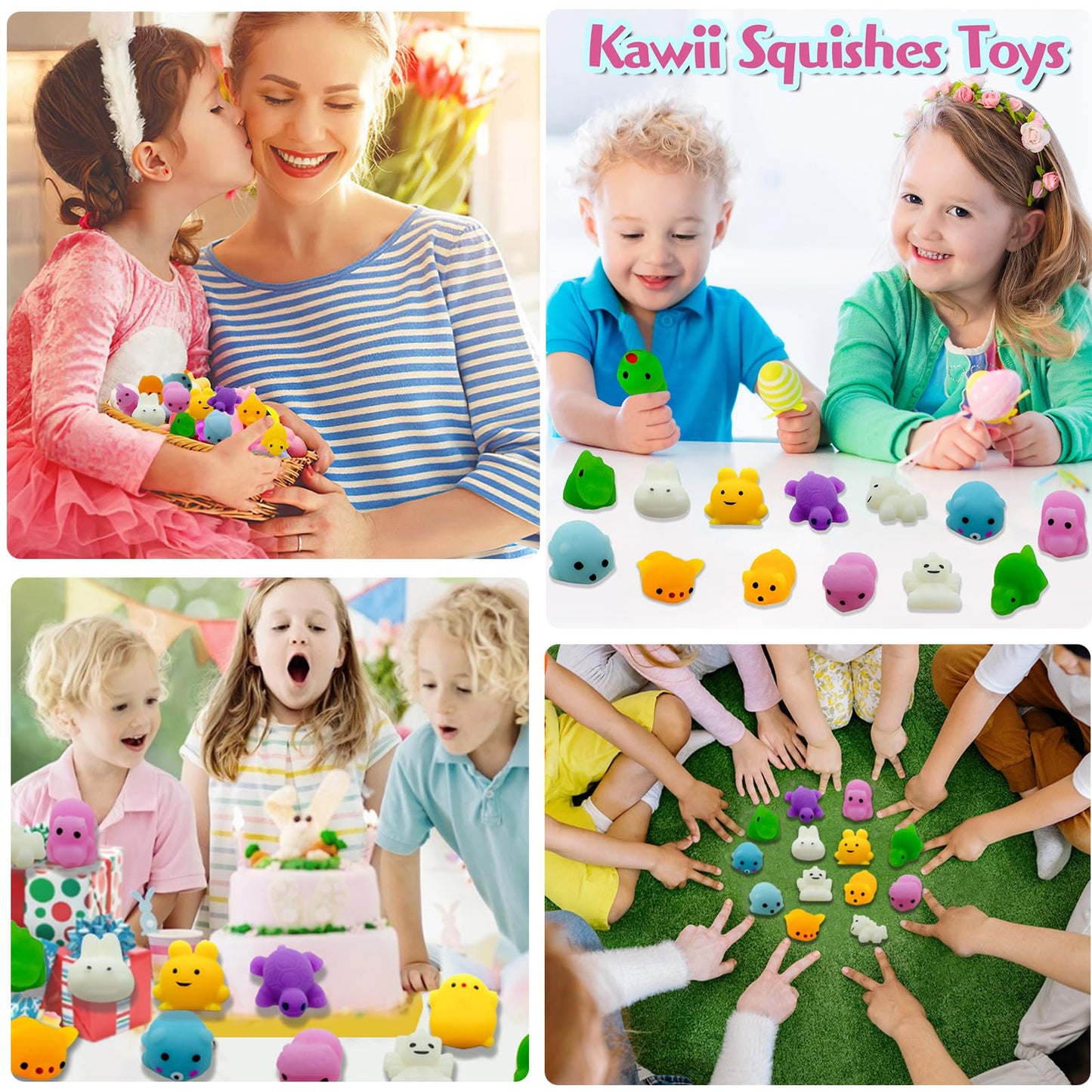 150 Pcs Squishy Toys Mochi Squishy Fidget Toys Kawaii Squishies Stress Relief Toys Party Favors Kids 4- 8 8-12 Claw Machine Priz