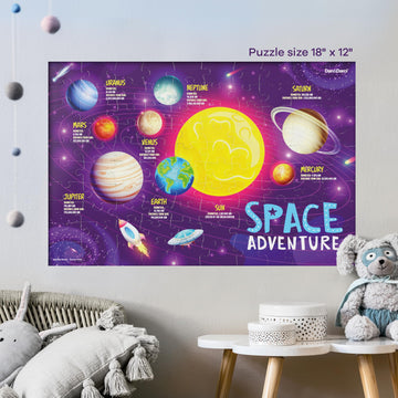 Glow In The Dark 100 Piece Galaxy Puzzle For Kids - Space Jigsaw Puzzles Toys For Boys & Girls Ages 6-8 - Christmas Birthday Gifts For Age 6 7 8 Year Old Toddler Boy Girl Gift - Planet Toy