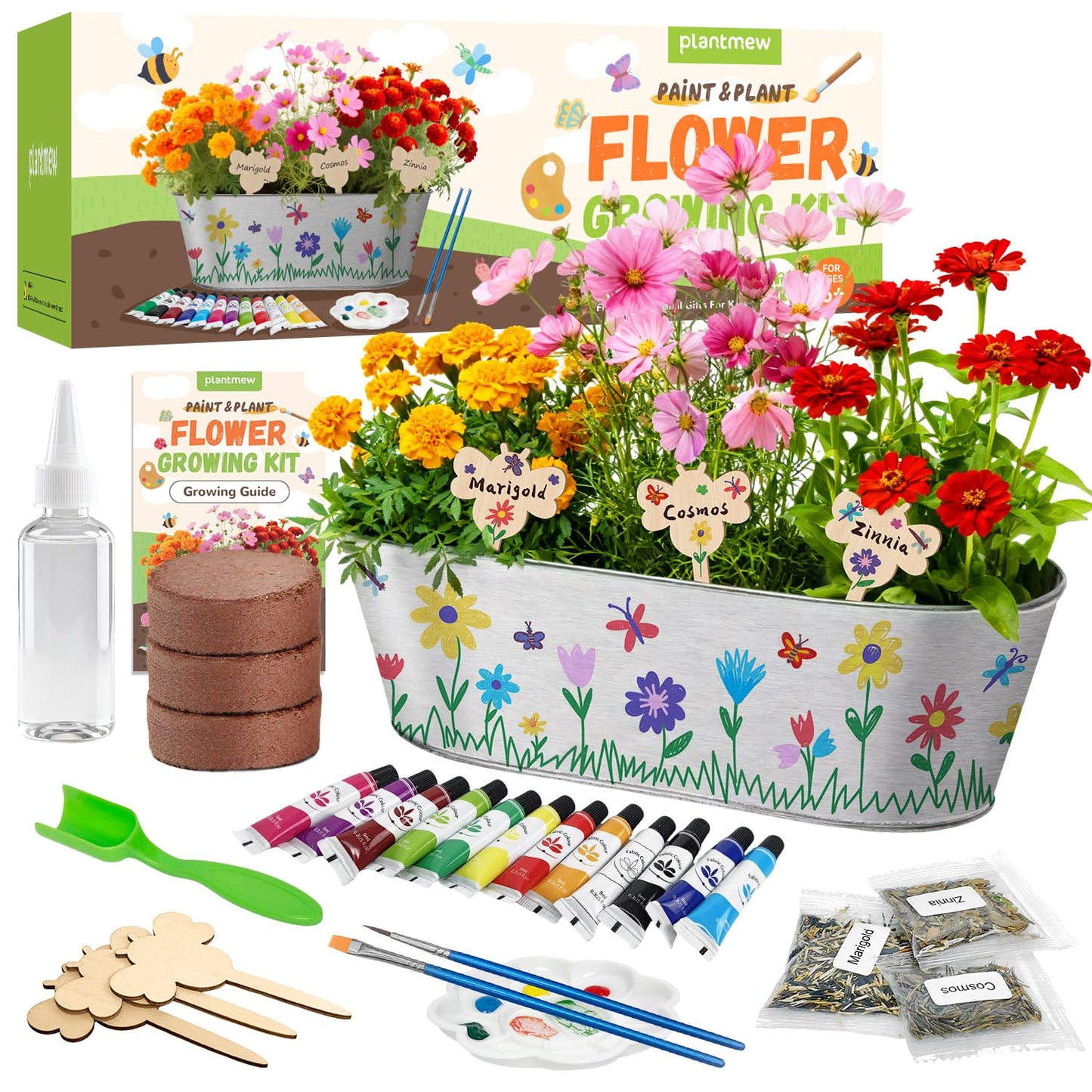 PLANTMEW Paint & Plant Flower Growing Kit for Kids - Fun Kids Gardening Set - Unique Birthday, Crafts & Arts, Gardening Gifts fo
