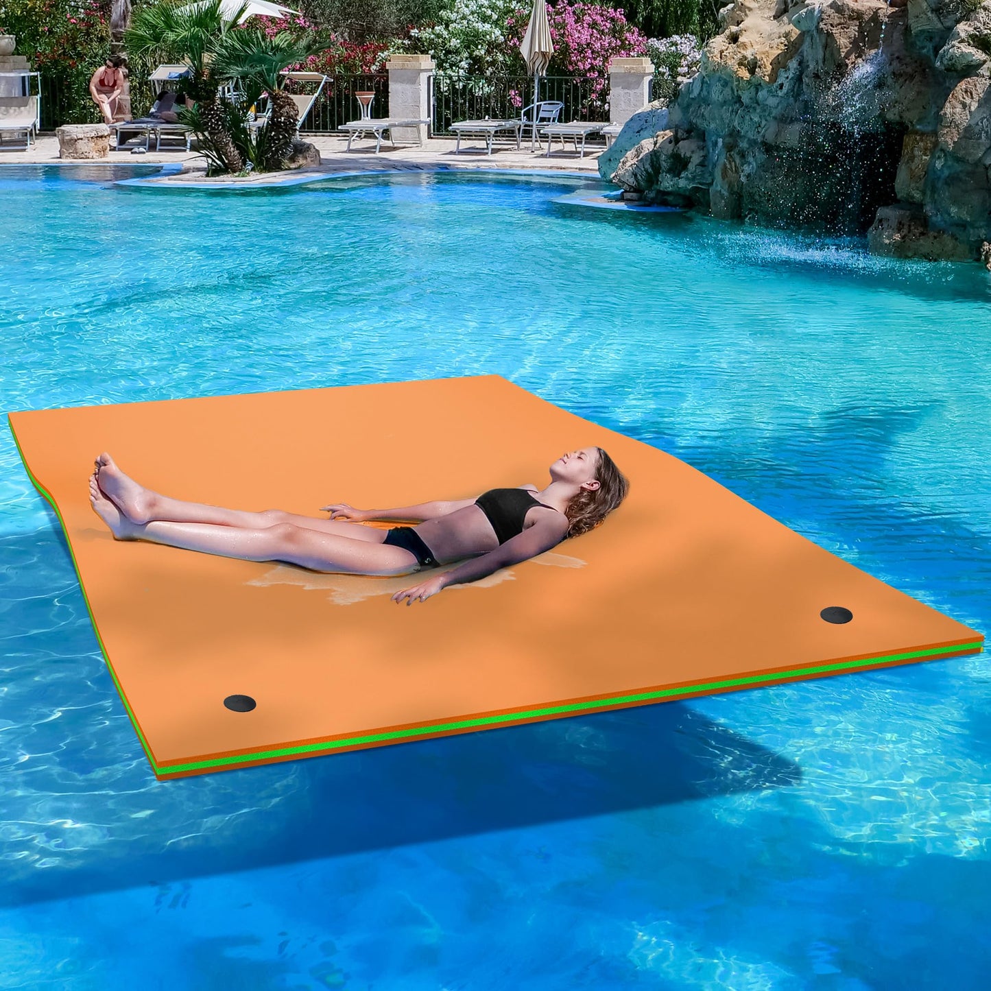 YITAHOME 9'/12' Lily Pad Floating Mat for Lake and Pool, Portable Outdoor Water Floating Mat, 3-Layer XPE Floating Island for Bo