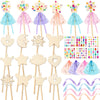 34 Pcs Make Your Own Princess Wand Kit 16 Unfinished Star Butterfly Crown Moon Fairy Wood Stick 6 Gem Stickers 4 Satin Ribbons 8