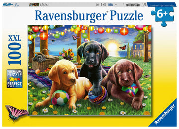 Ravensburger Puppy Picnic 100 Piece Puzzle For Kids - Unique Piece Design | Anti-Glare Surface | Perfect Developmental Toy | Ideal As A Christmas Or Birthday Gift