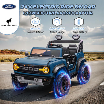 Enyopro 2 Seater Ride On Car For Kids, 24V Licensed Ford Bronco Raptor Electric Power Ride On Truck Toy With Remote Control, 4 W