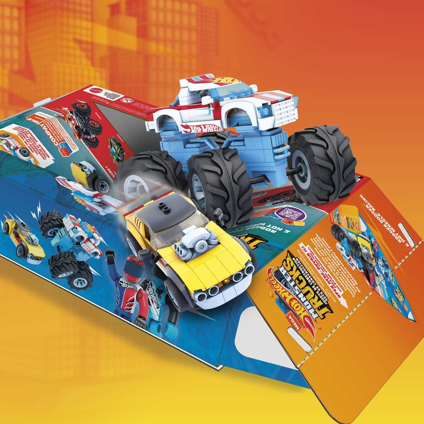 Mega Hot Wheels Collectible Vehicle Building Toy Car Rodger Dodger, 2 Micro Action Figure Drivers And Deluxe Features, For Fans And Collectors