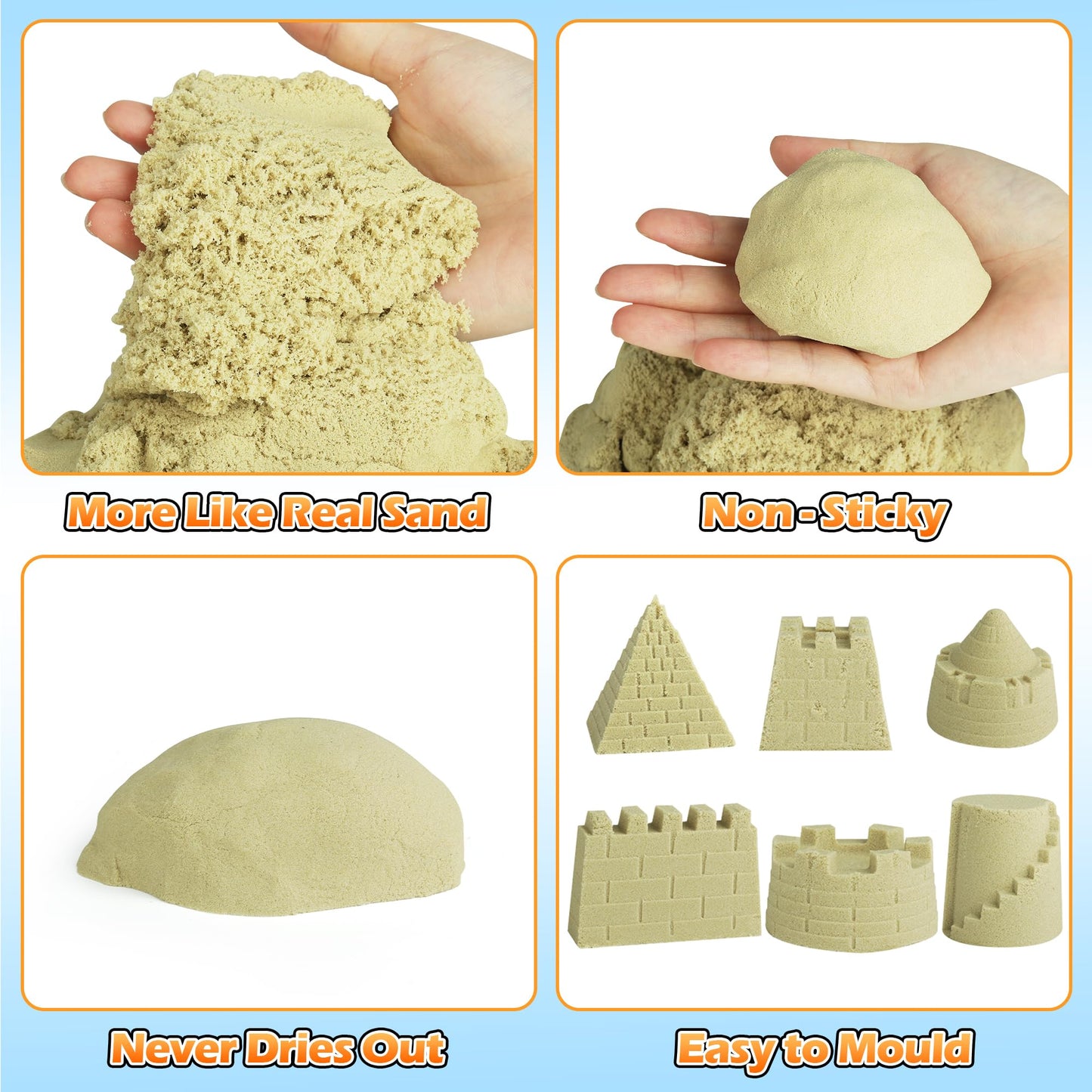 Sand Construction Site Kit - 37 Pcs Play Sand Art Kit With 8 Construction Trucks, Folding Sandbox, 2.2 Lbs Magic Sand, Crane, Wo