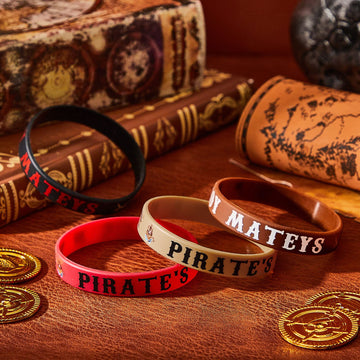 Leitee 48 Pcs Pirate Rubber Bracelets Pirate Party Wristbands Pirate Theme Party Silicone Wristbands Pirate Party Supplies Favor
