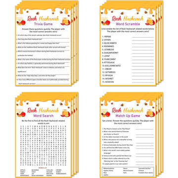 Donejpee 104 Pcs Rosh Hashanah Trivia Game, 4 Kind Of Shana Tova Jewish New Year Holiday Party Game Supplies For Kids Classroom
