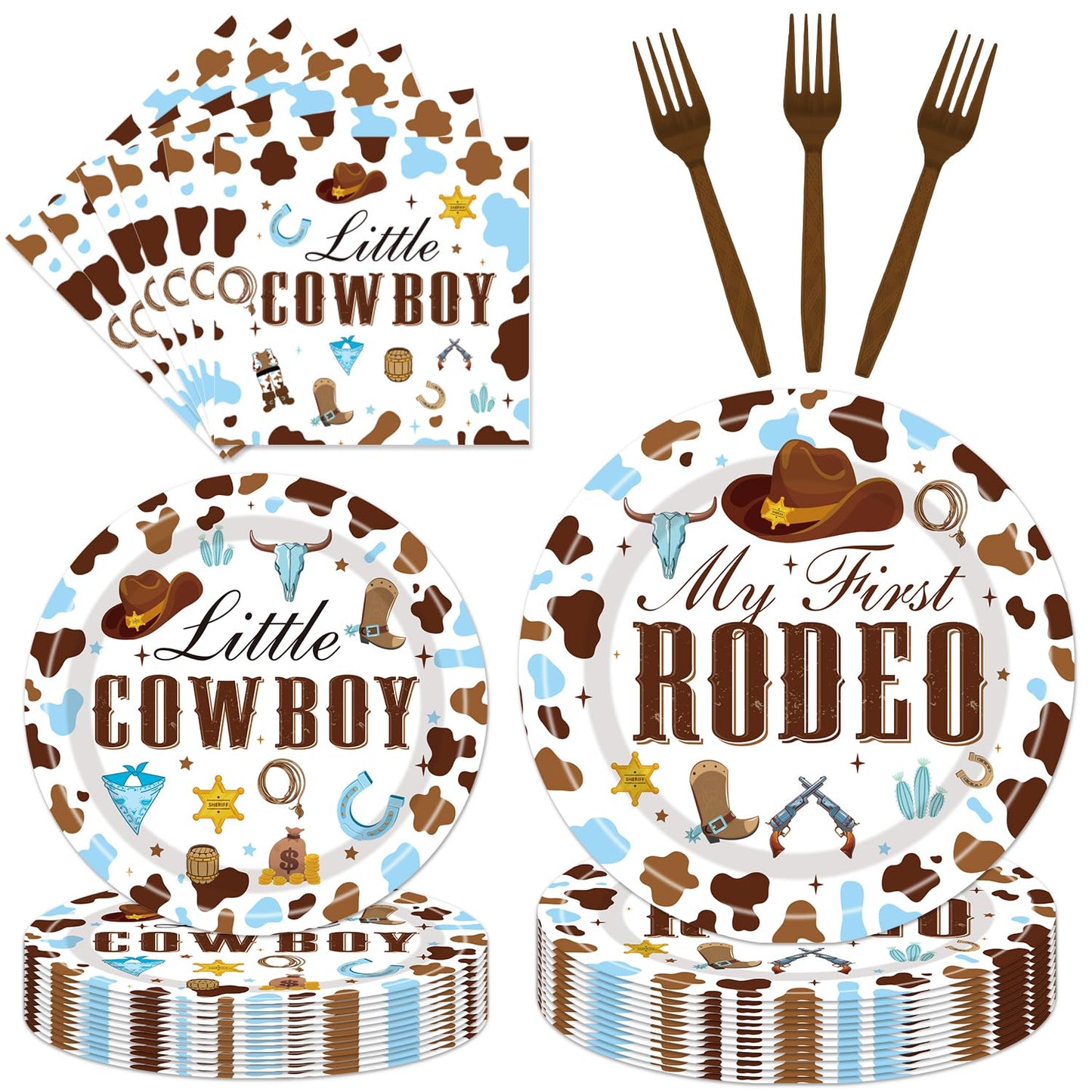 My First Rodeo Birthday Party Supplies - Western Cowboy 1St Party Decorations For Boy Baby Shower My First Rodeo Plates Napkin F