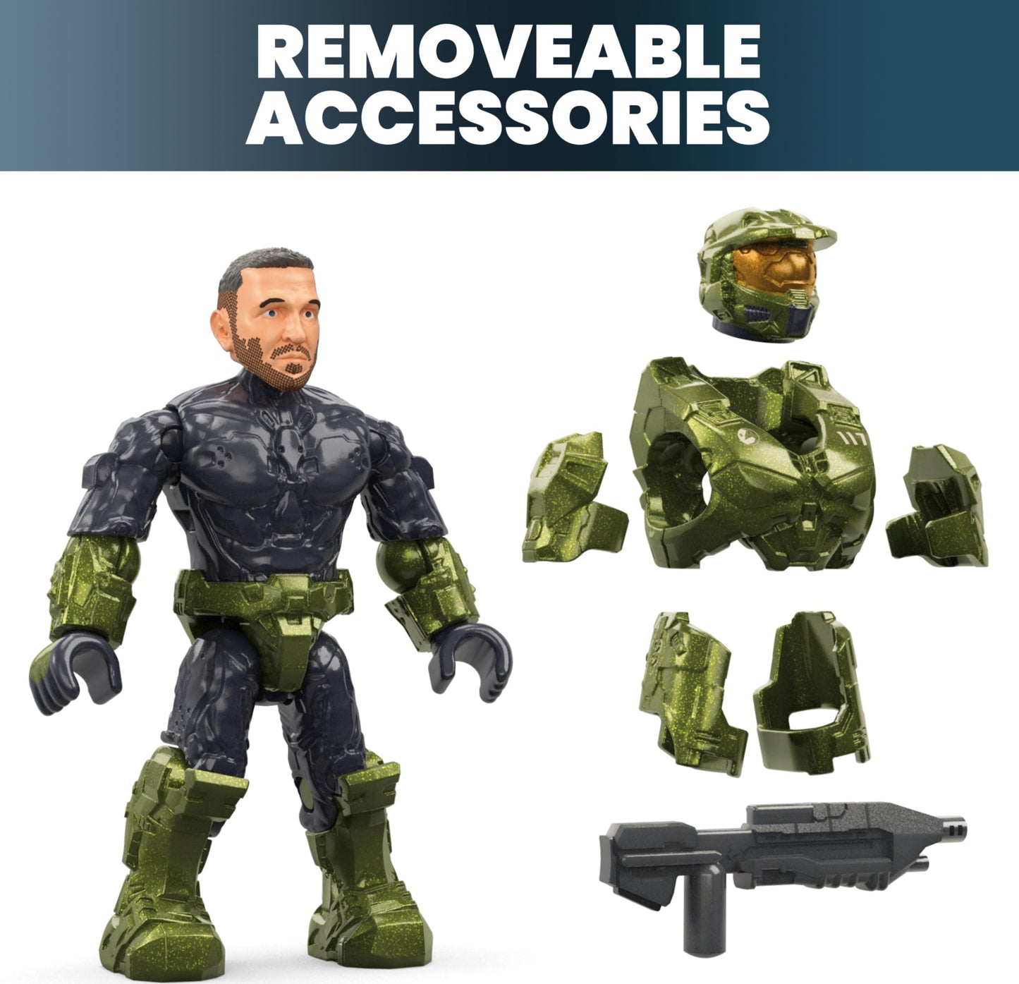 Mega Halo The Series Vehicle Building Toys Set, Fleetcom Warthog Atv With 469 Pieces, 5 Micro Action Figures, Poseable Articulation, Kids And Fans