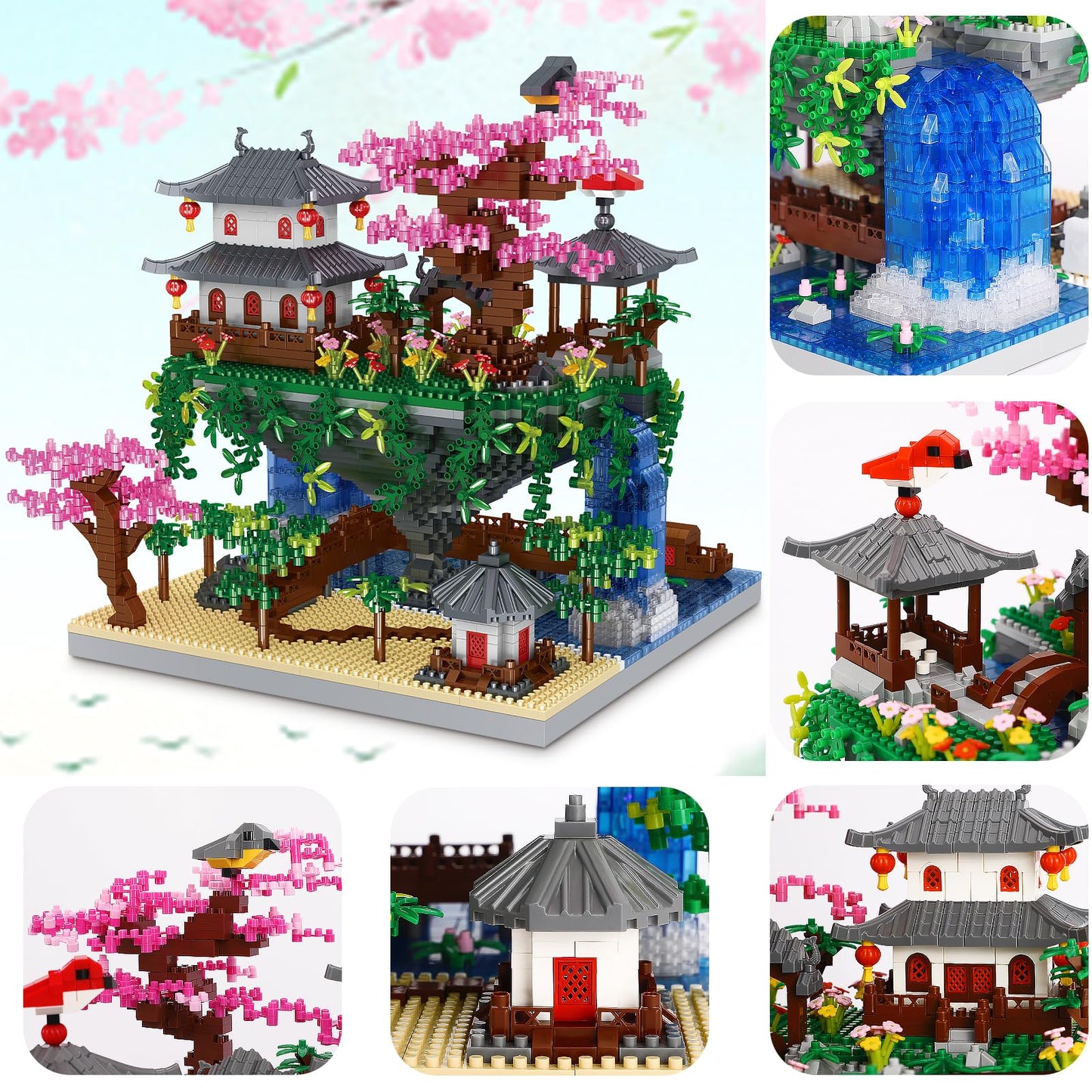Yktoyz Cherry Blossom Tree Building Set, Chinese Architecture Building Blocks Japanese Sakura Tree House Building Set Bonsai Tree Kit, Blocks Sets For Adults Gift For Kids Age 12+(3220 Pieces)