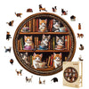 Wooden Puzzles for mature-themeds - Cat Coffee Library Puzzle Unique Shape Wooden Jigsaw Puzzle for mature-themeds Wood Puzzles mature-themed Gift for Cat Lovers Home Decor (S- 8.5 * 8.5in- 100 Pieces)