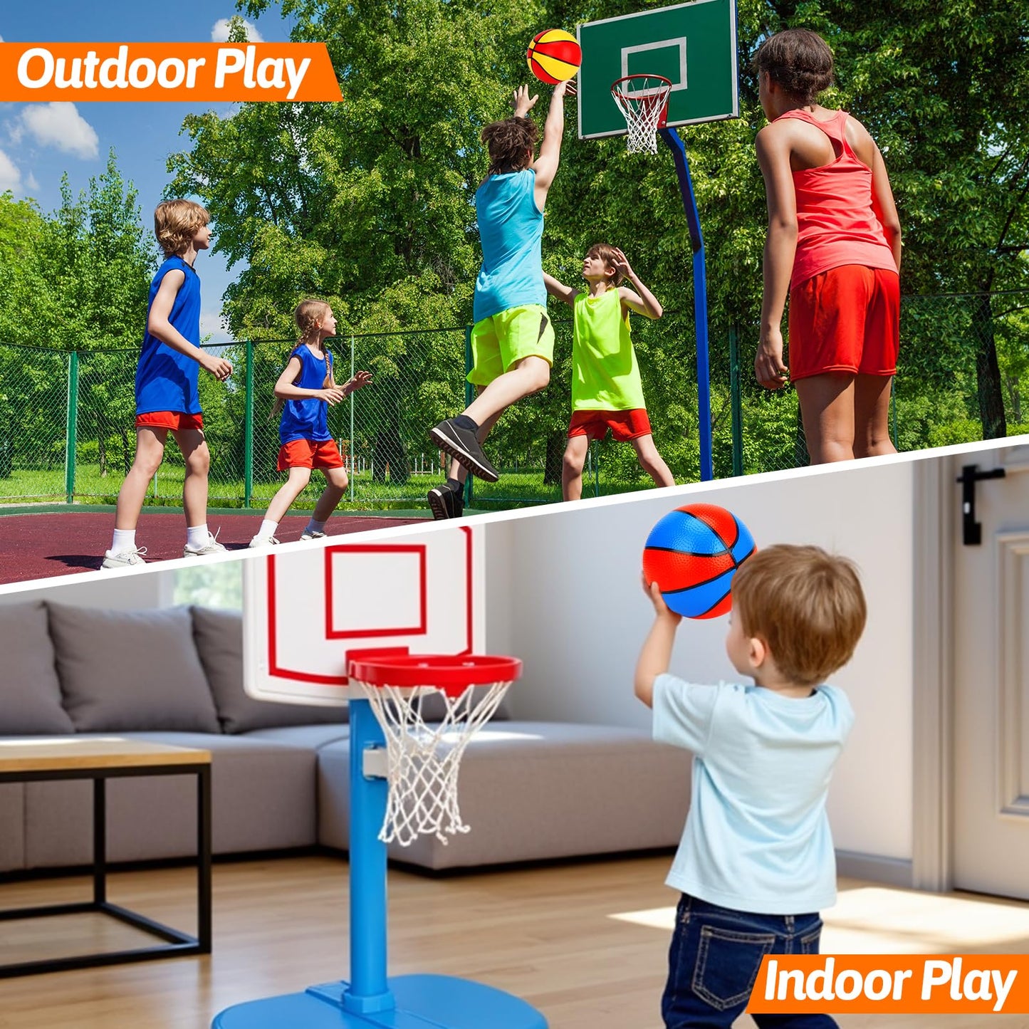 4 Packs Mini Basketballs 7 Inch Size 3 With Pump, Kids Small Basketball Set For Basketball Hoop Pool Party Games Indoor Outdoor