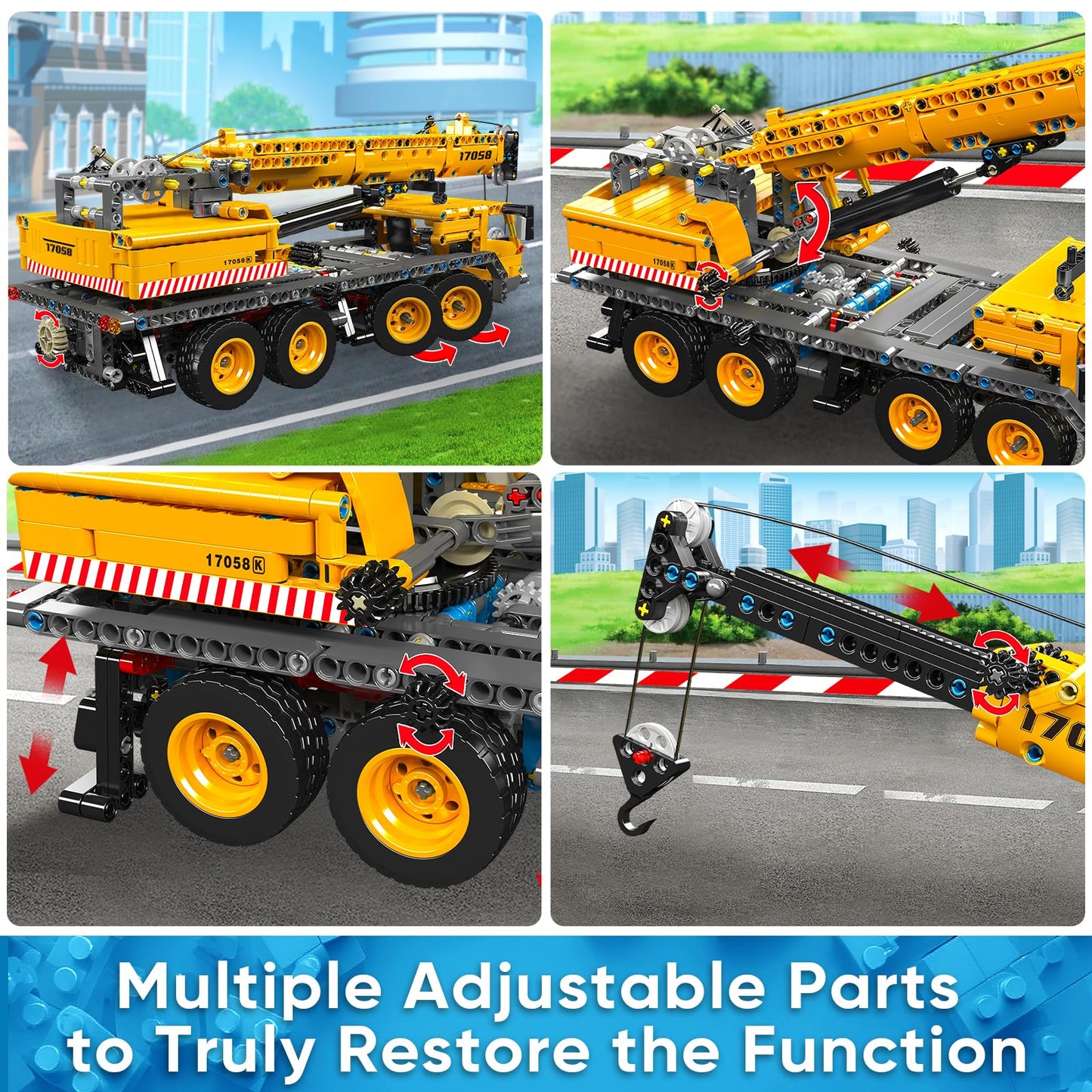 Mould King 17058 Crane Building Blocks Kit 997 Pieces Crane Truck Model to Build DIY Constration Toy Collectibles/Exhibition for mature-themed/Kids