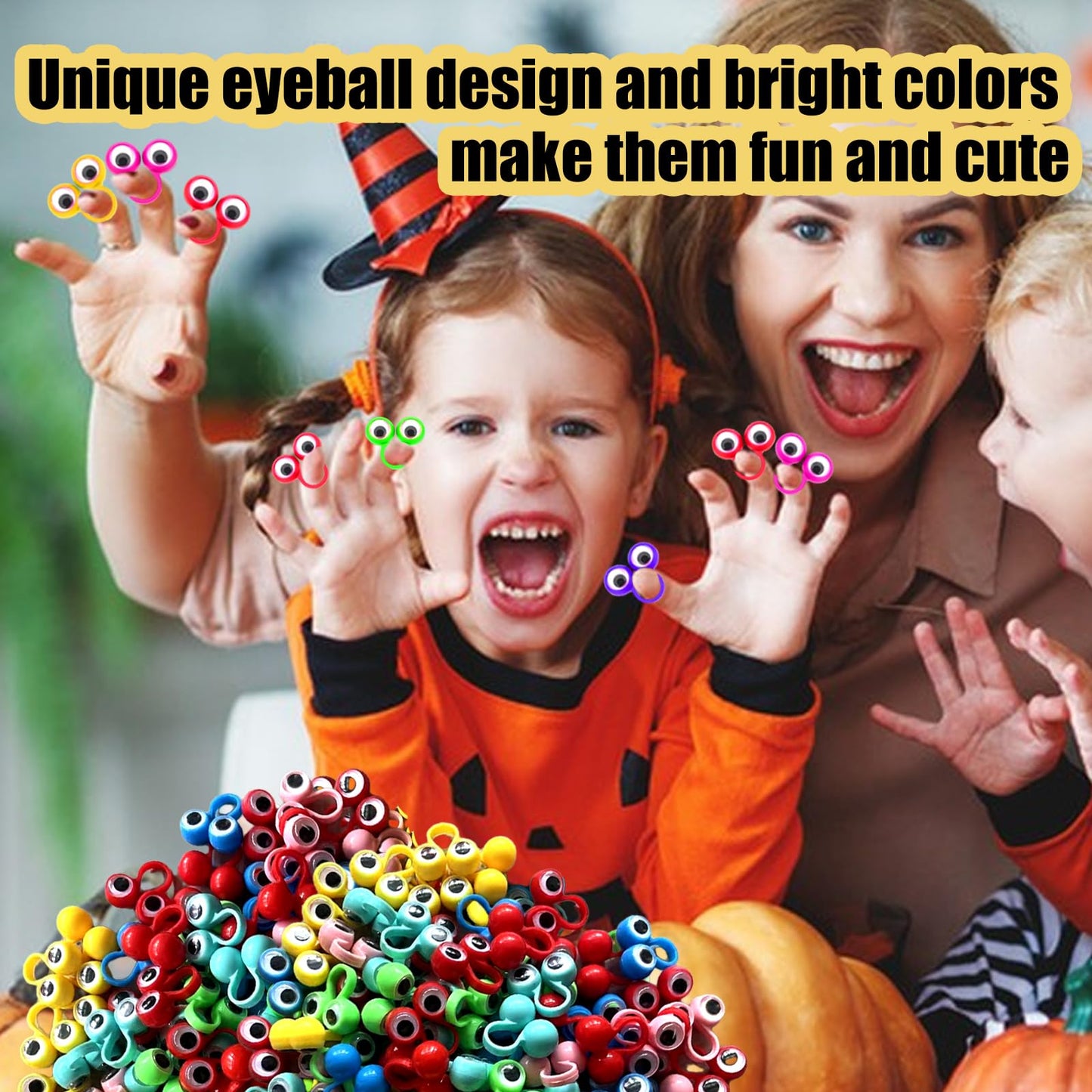100 Pcs Eye Finger Puppets Toys Set, Wiggly Eyeball Finger Puppet Eye On Rings For Kids, Party Favors For Boys Girls