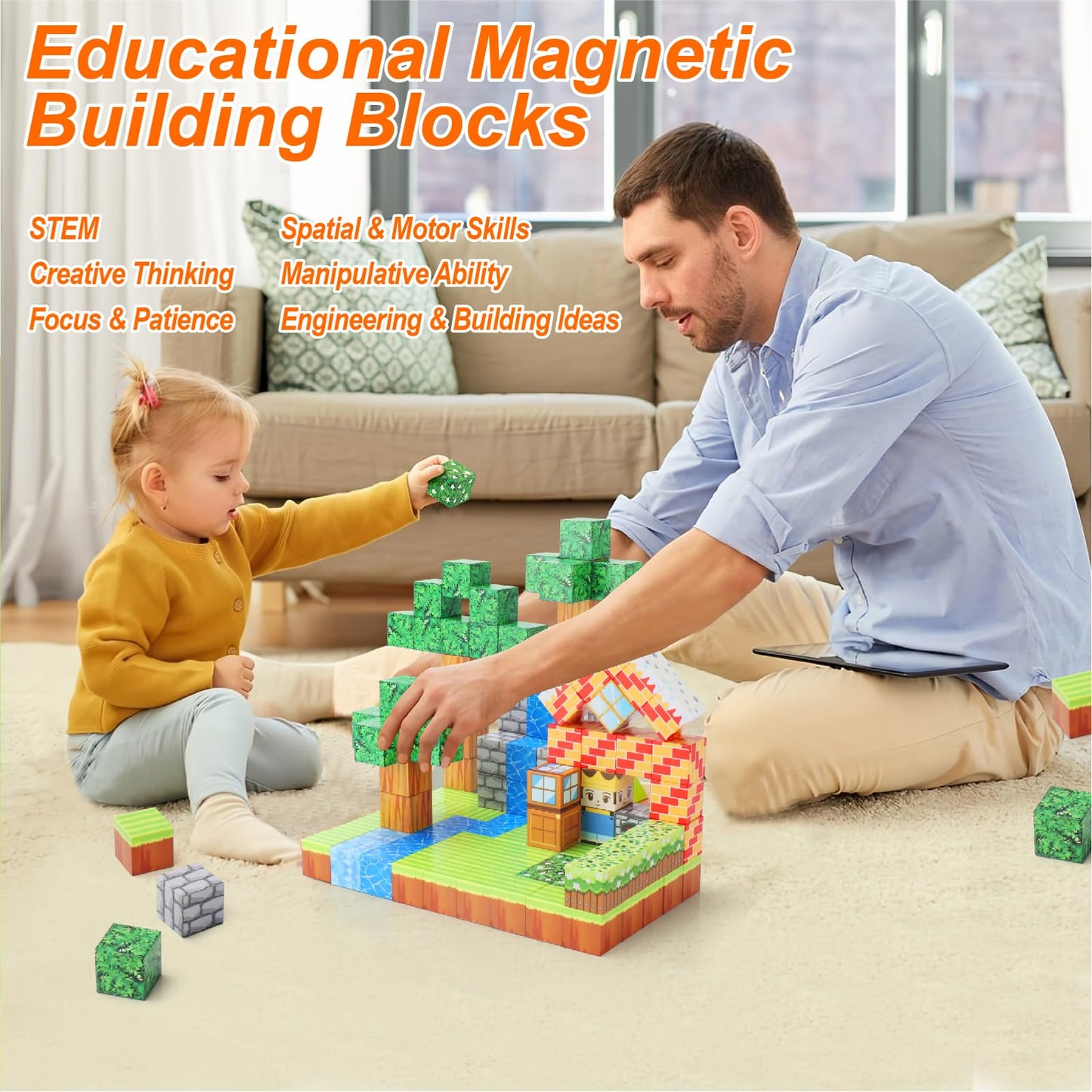 Urzoo Magnetic Blocks 120Pcs Magnetic Building Blocks Toddler Toys For Kids 3+ Stem Buildable Sensory Toys For Toddlers Gifts Fo
