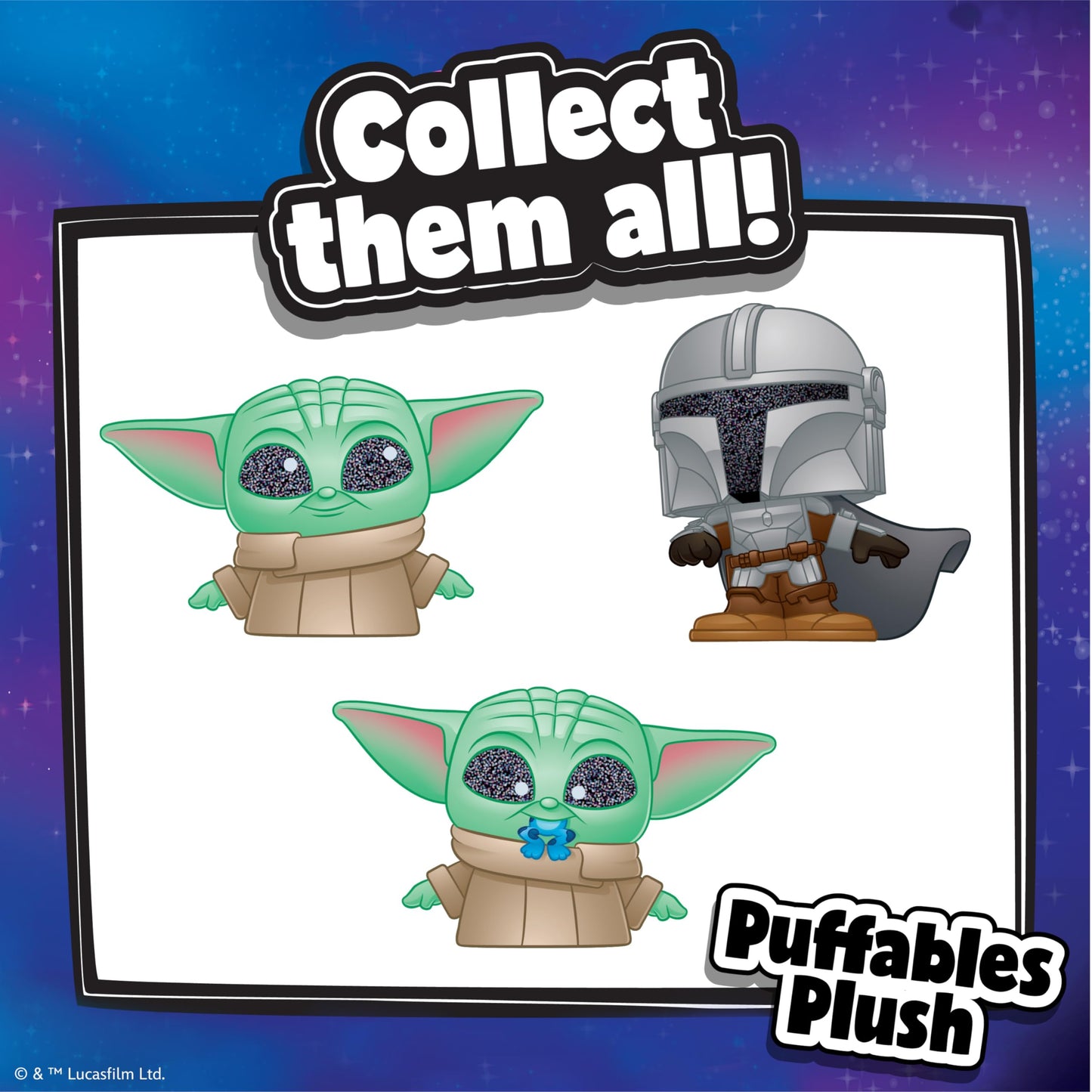 Just Play Star Wars Doorables Puffables Plush - Star Wars: The Mandalorian, 10-Inch Collectible Plush Featuring Glitter Eyes, St