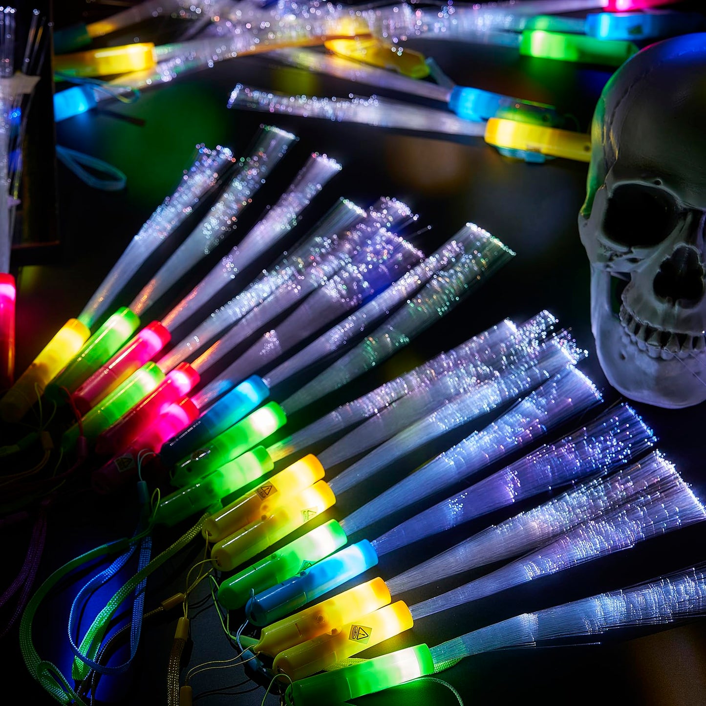 Zhanmai 24 Pieces Glow Fiber Wands Sticks Led Light Wands Fiber Optic Wands Led Flashing Sticks Glow Flashing Wands Fiber Optic Wands For Party Favors