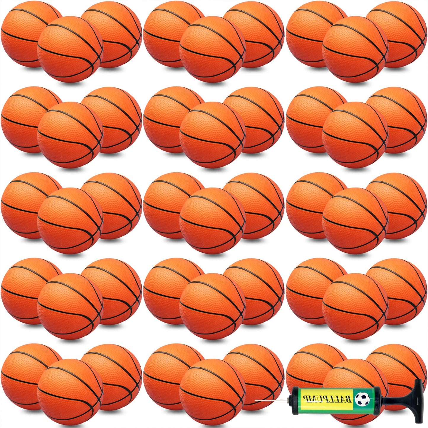 40Pcs 5'' Inch Mini Basketball Balls Bulk Small Basketball Set With Pump, Pvc Small Basketball For Over The Door Basketball Hoop