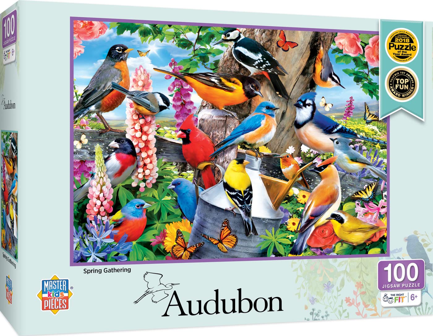 Masterpieces 100 Piece Jigsaw Puzzle For Kids - Audubon Spring Gathering-14''X19''