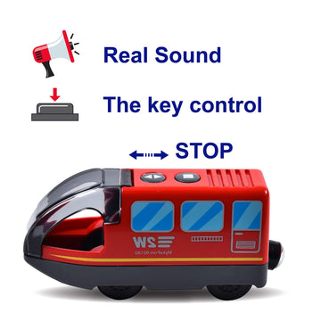 Giant Bean Battery Operated Action Locomotive (Magnetic Connection) Train Set For Wooden Train Tracks, Powerful Engine Compatible With Thomas, Brio, Chuggington Wooden Train Tracks, Toys For 3+