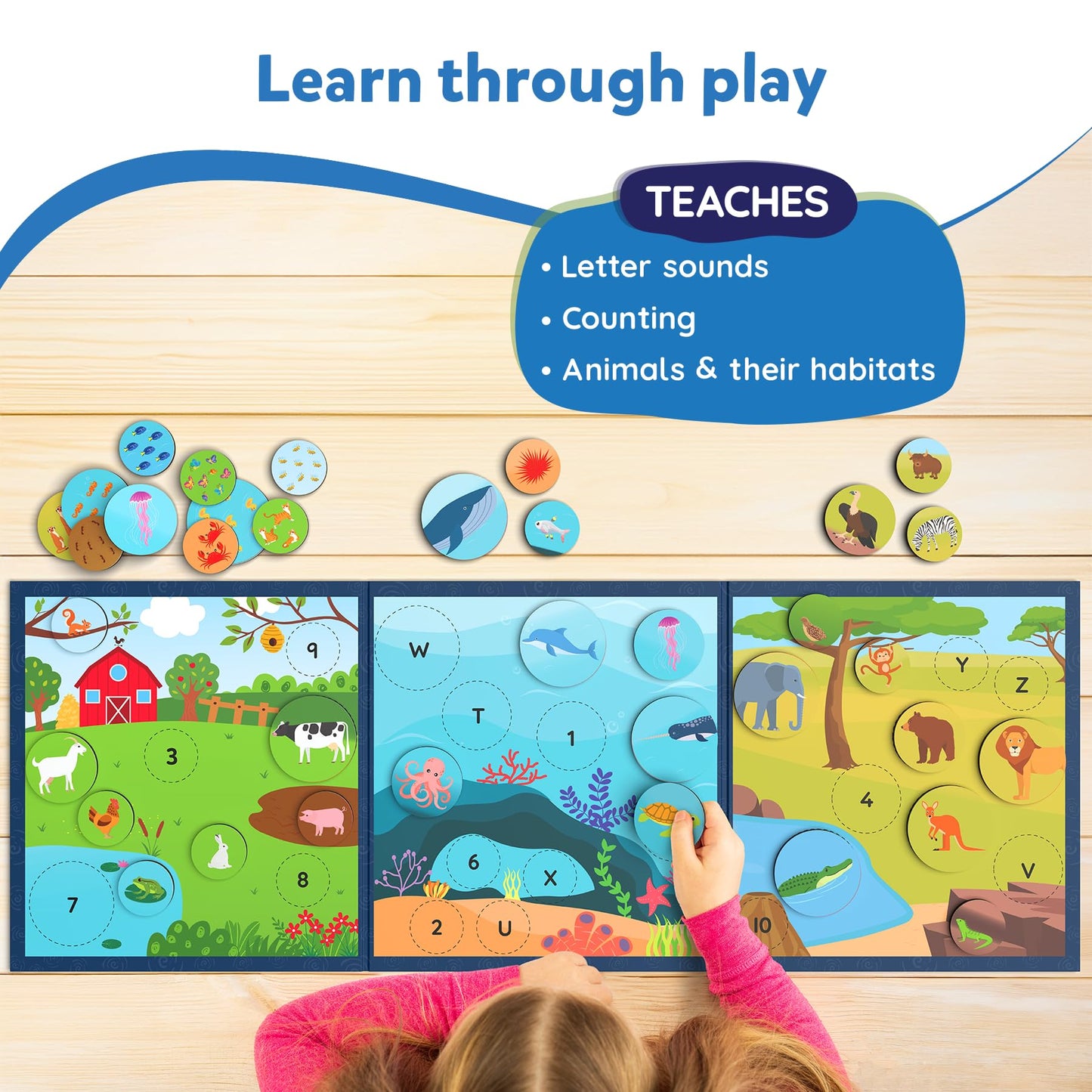 Skillmatics Magnetic Matching Activity - Letters, Numbers & Animals, Preschool Learning Toy & Game For Kids, 35+ Magnetic Pieces, Gifts For Boys & Girls Ages 3, 4, 5, 6