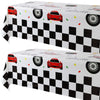 GGDE 2 Pcs Racing Car Plastic Table Cover Boys Birthday Car Theme Party Decorations Supplies White 2