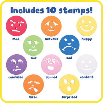 READY 2 LEARN Giant Stampers - Feelings - Set of 10 - Easy to Hold Foam Stamps for Kids - Arts and Crafts Stamps for Displays, P
